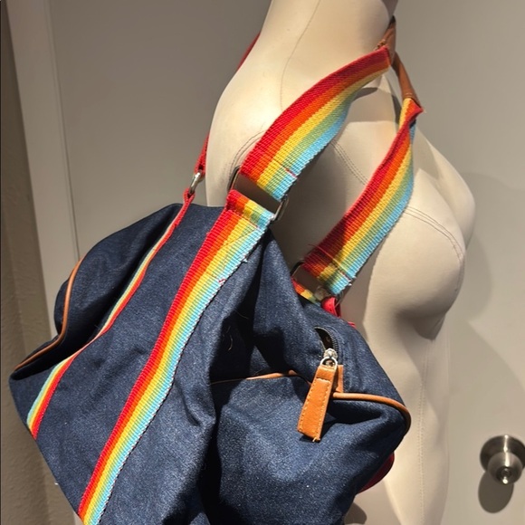 Rainbow pride theme Strap Denim Travel Bag tote - Picture 12 of 13